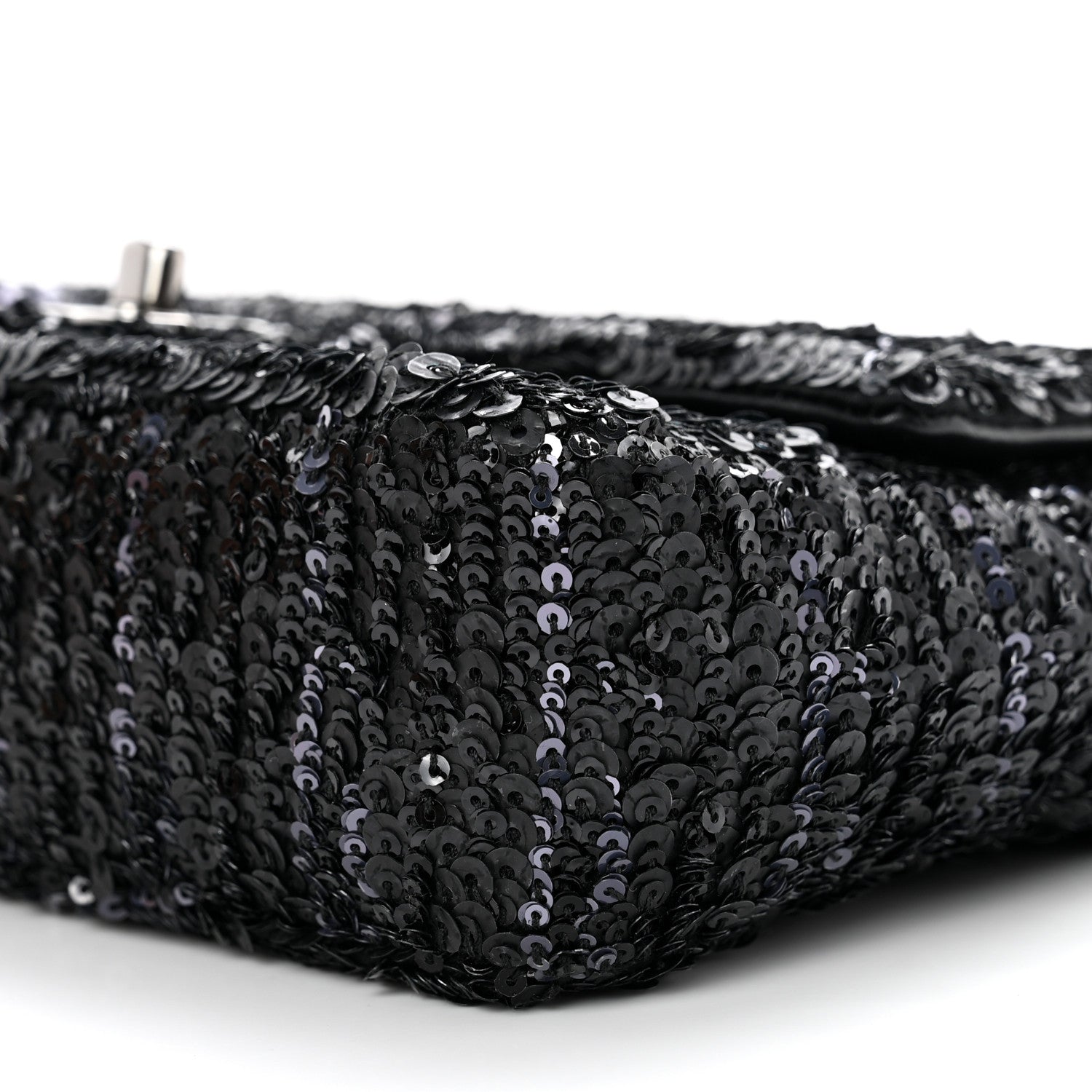 Chanel Sequin Mini Rectangular Flap Black Silver 8 of 8