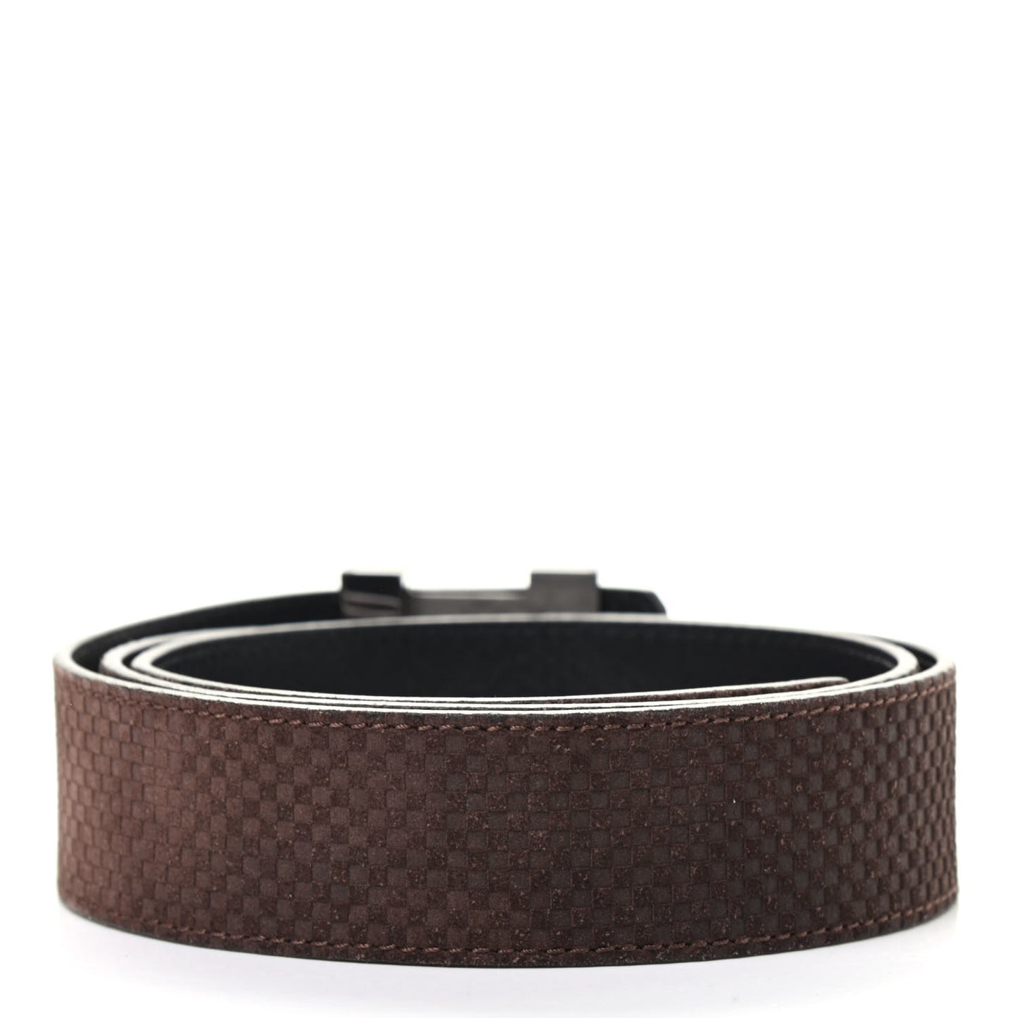 Suede Calfskin Mini Damier 40mm LV Initiales Belt 100 40 Moka