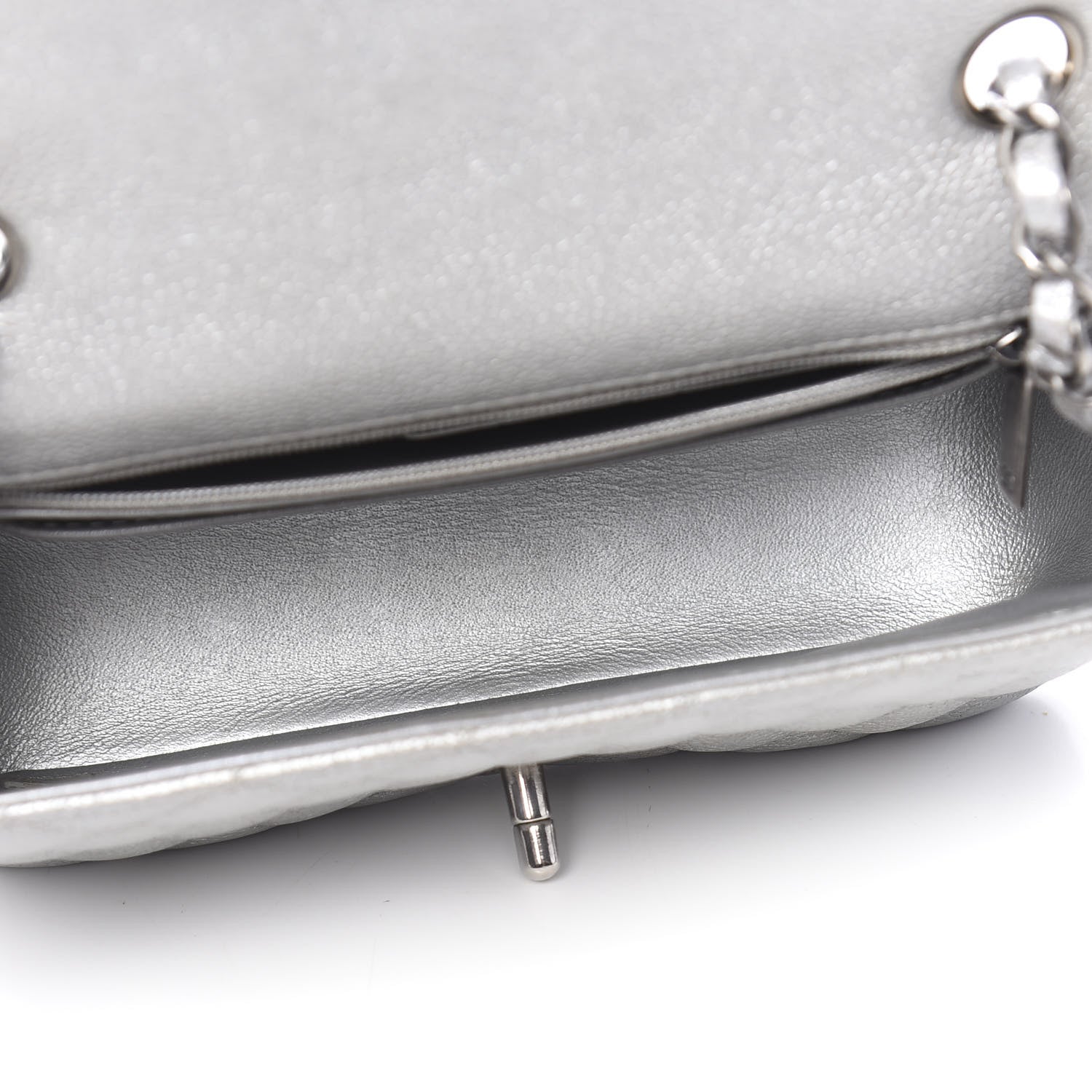 Chanel Metallic Caviar Quilted Mini Rectangular Flap Silver 5 of 11