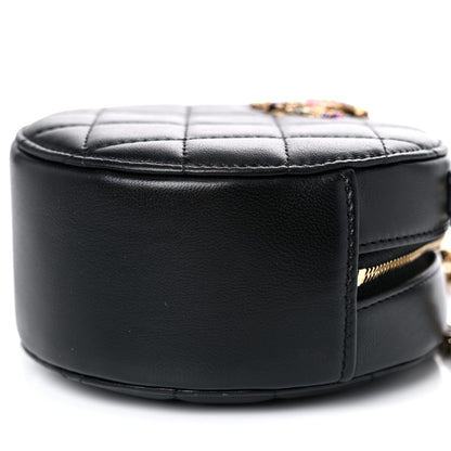 Chanel Lambskin Quilted Zirconium Round Clutch With Chain Black 10 of 11