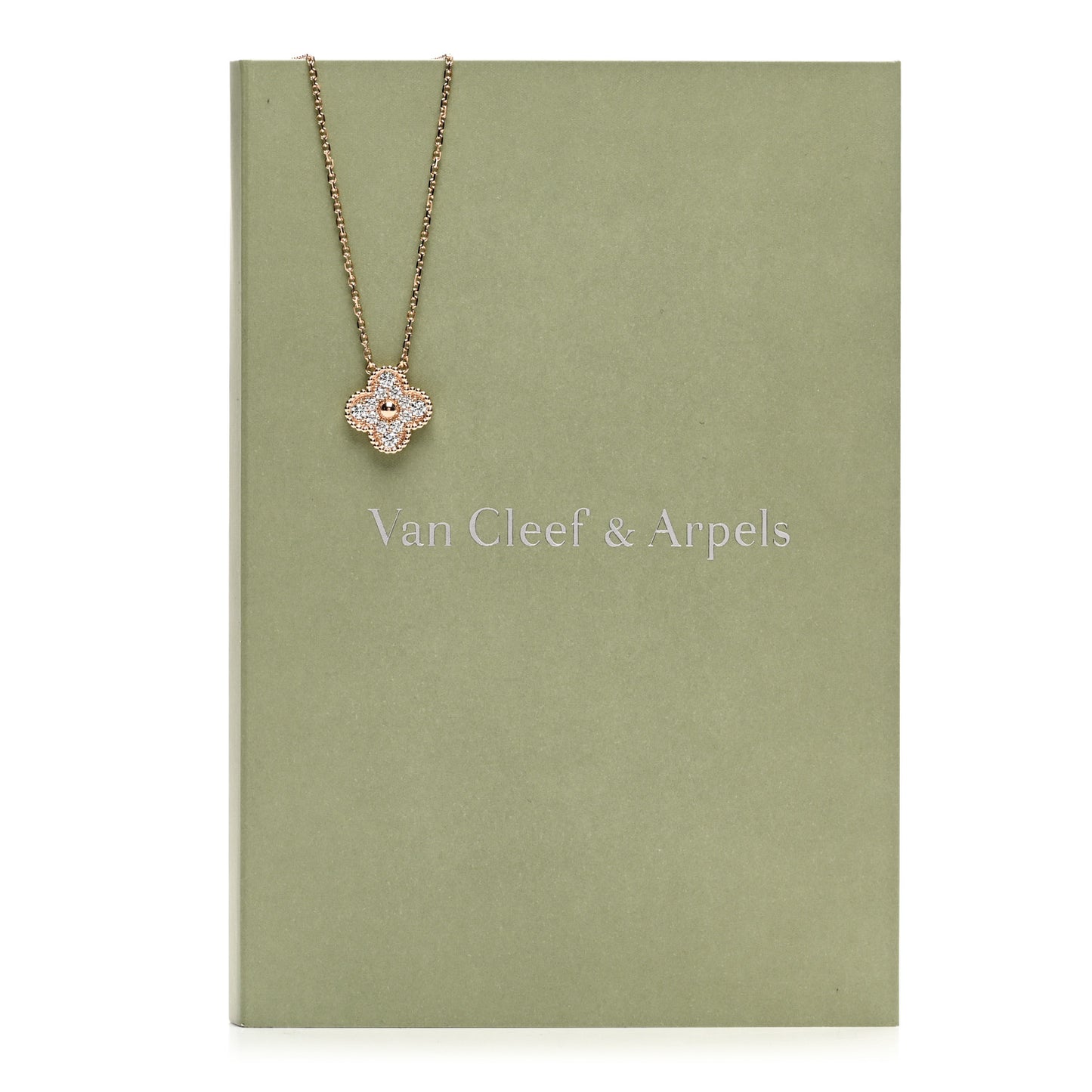 18K Rose Gold Diamond Vintage Alhambra Pendant Necklace