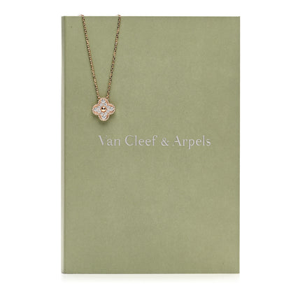 Van Cleef & Arpels 18K Rose Gold Diamond Vintage Alhambra Pendant Necklace 5 of 5