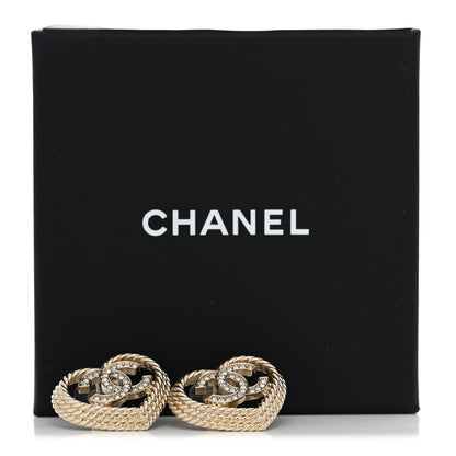 Chanel Crystal CC Twist Heart Earrings Gold 5 of 5