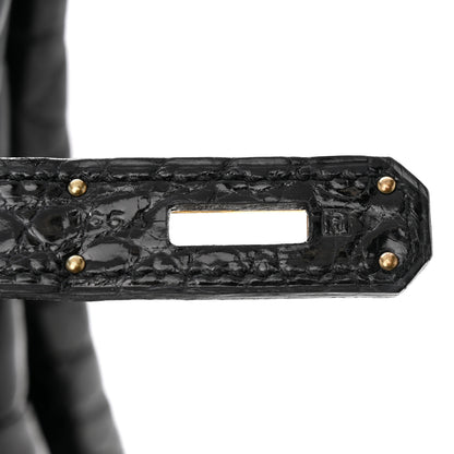 Hermes Shiny Porosus Crocodile Birkin 35 Black 7 of 11