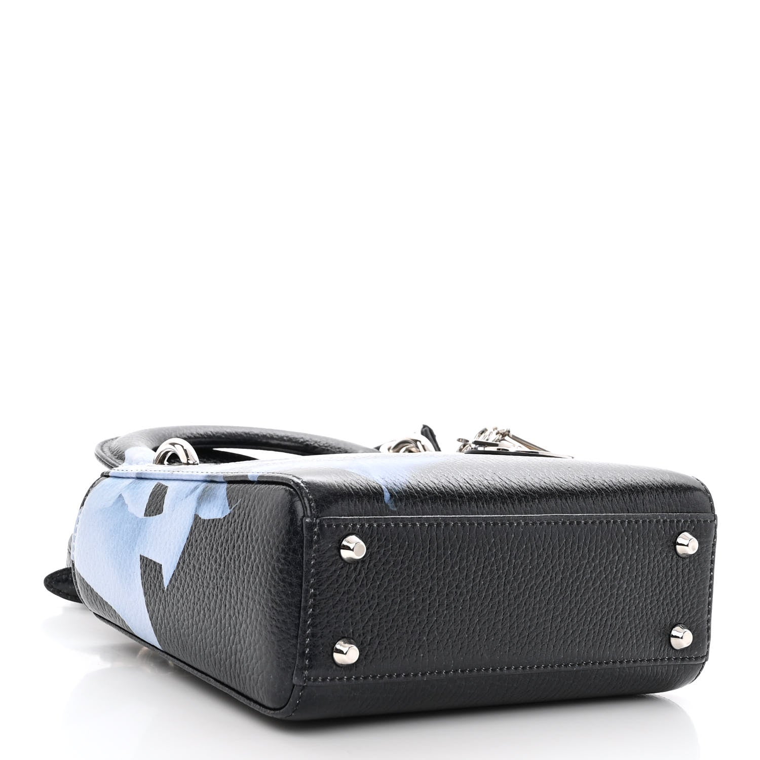 Christian Dior Deerskin Floral Printed Mini Lady Dior Black Blue 4 of 10