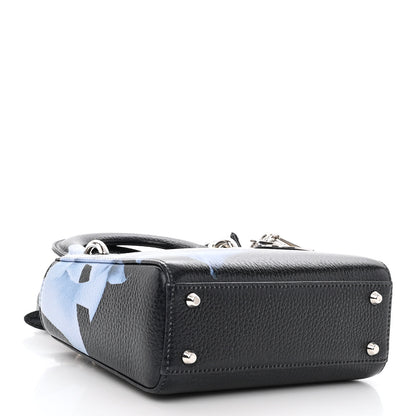 Christian Dior Deerskin Floral Printed Mini Lady Dior Black Blue 4 of 10