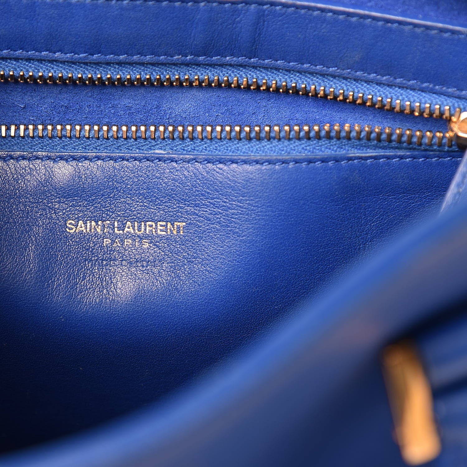 Saint Laurent Calfskin Small Monogram Cabas Blue Majorelle 8 of 16