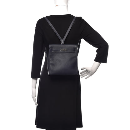 Hermes Taurillon Clemence Kelly Ado Backpack Bleu Nuit 2 of 12