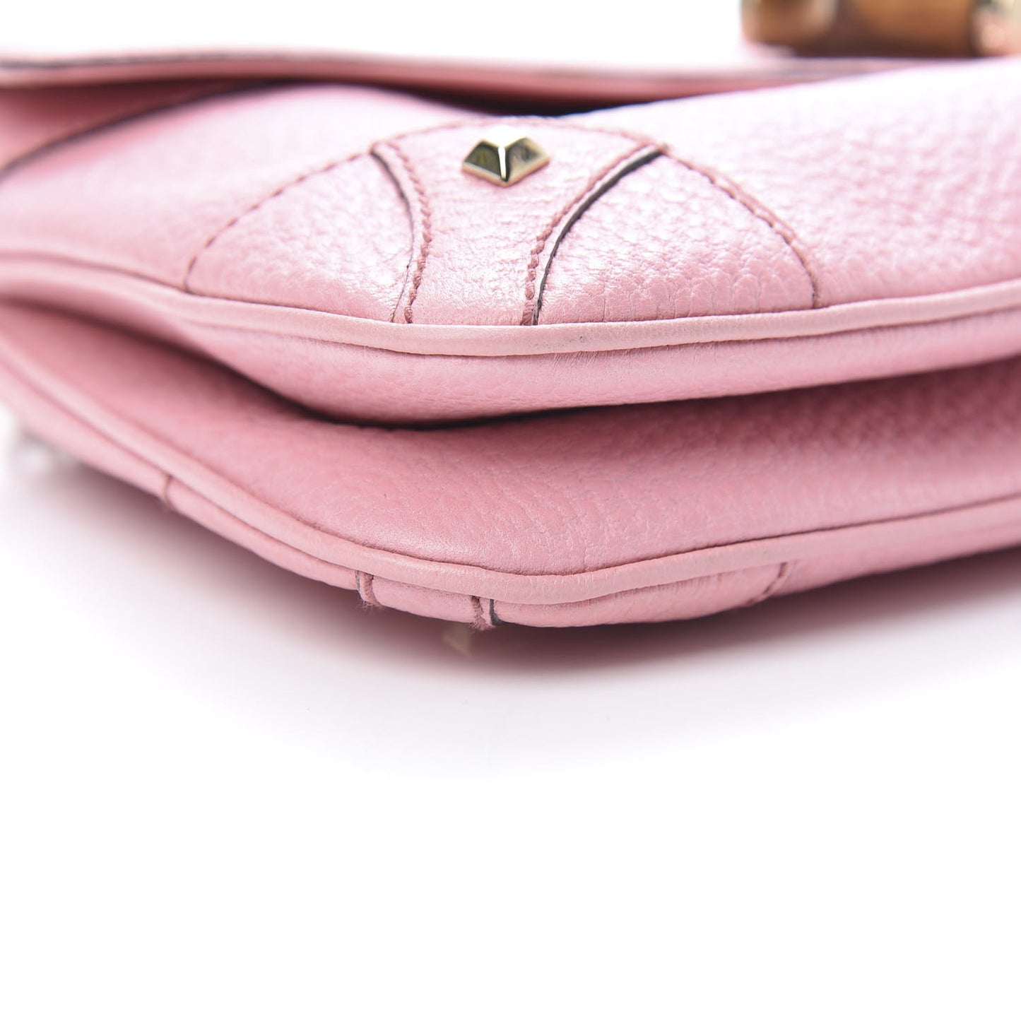 Pebbled Calfskin Bamboo Chain Bag Pink