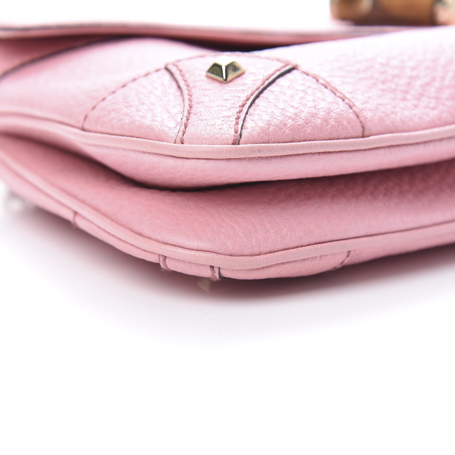 Gucci Pebbled Calfskin Bamboo Chain Bag Pink 9 of 12