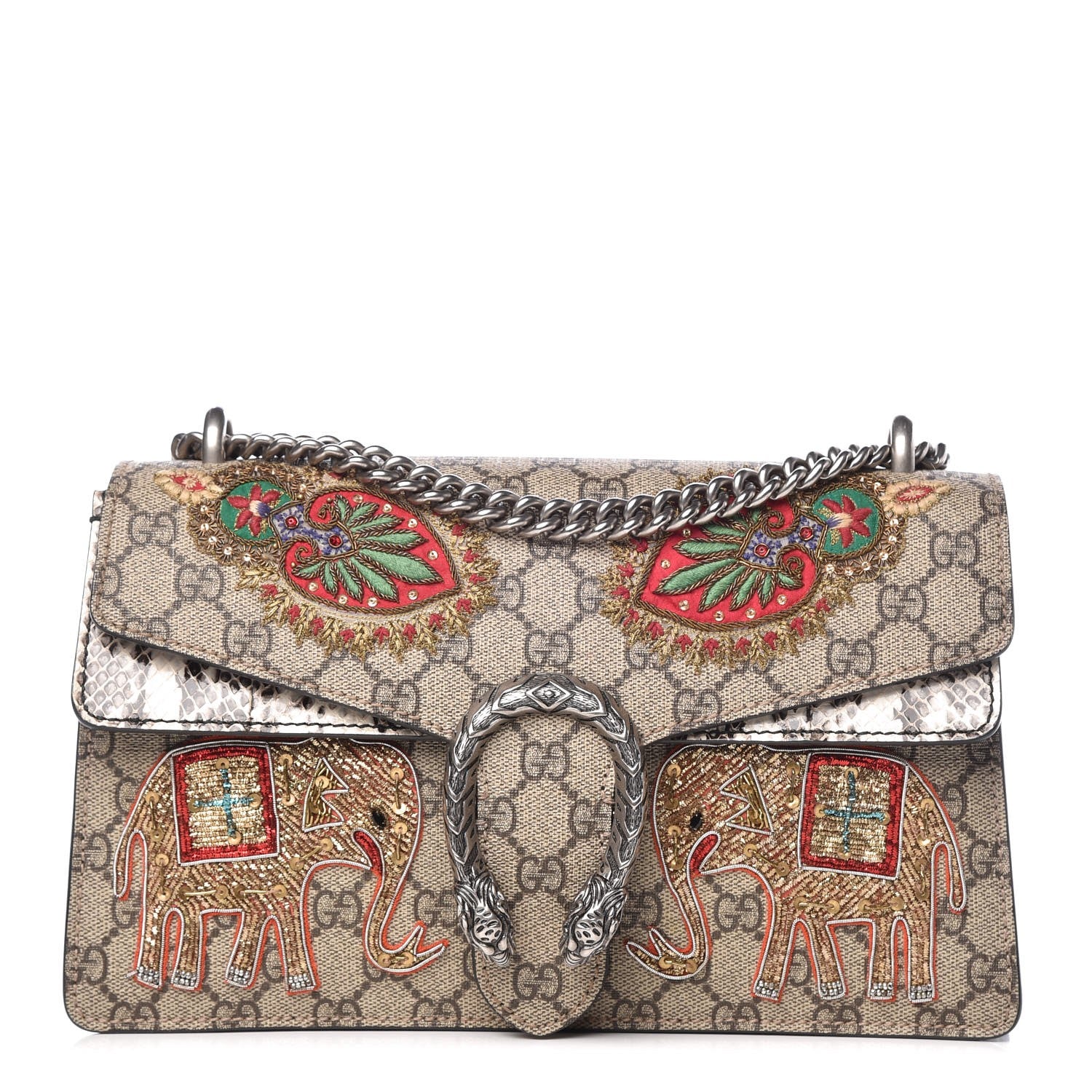 Gucci GG Supreme Monogram Elaphe Elephant Embroidered Small Dionysus Shoulder Bag 1 of 9