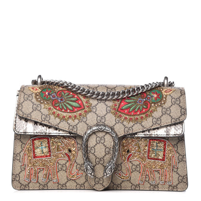 Gucci GG Supreme Monogram Elaphe Elephant Embroidered Small Dionysus Shoulder Bag 1 of 9