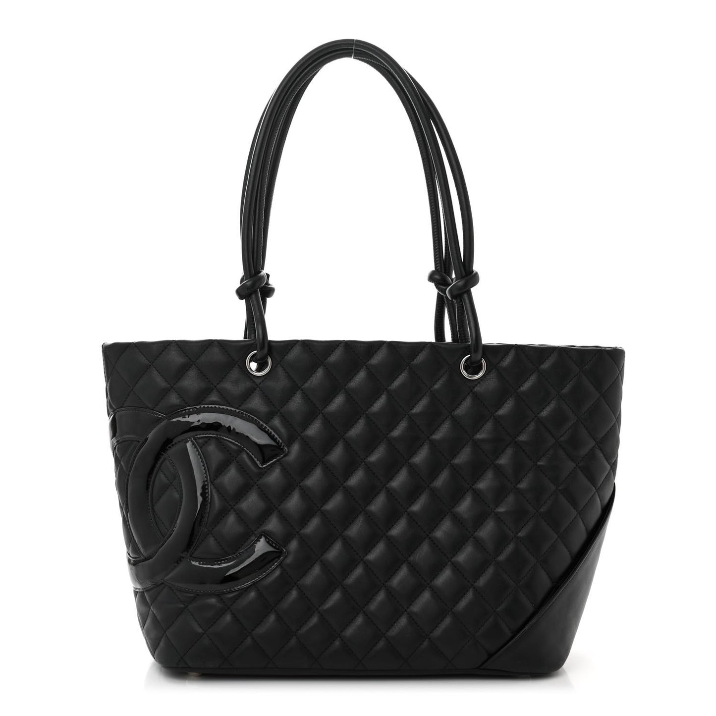 Calfskin Quilted Large Cambon Tote Black