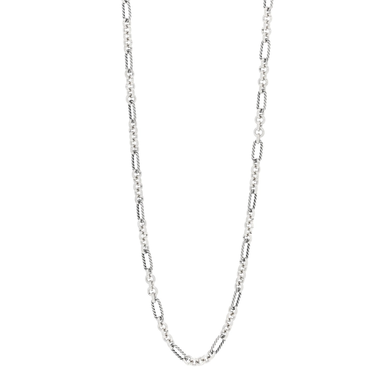 David Yurman Sterling Silver 18K Yellow Gold Figaro Chain Link Necklace 1 of 3