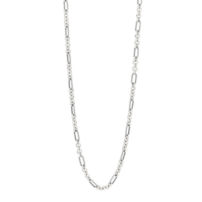 David Yurman Sterling Silver 18K Yellow Gold Figaro Chain Link Necklace 1 of 3