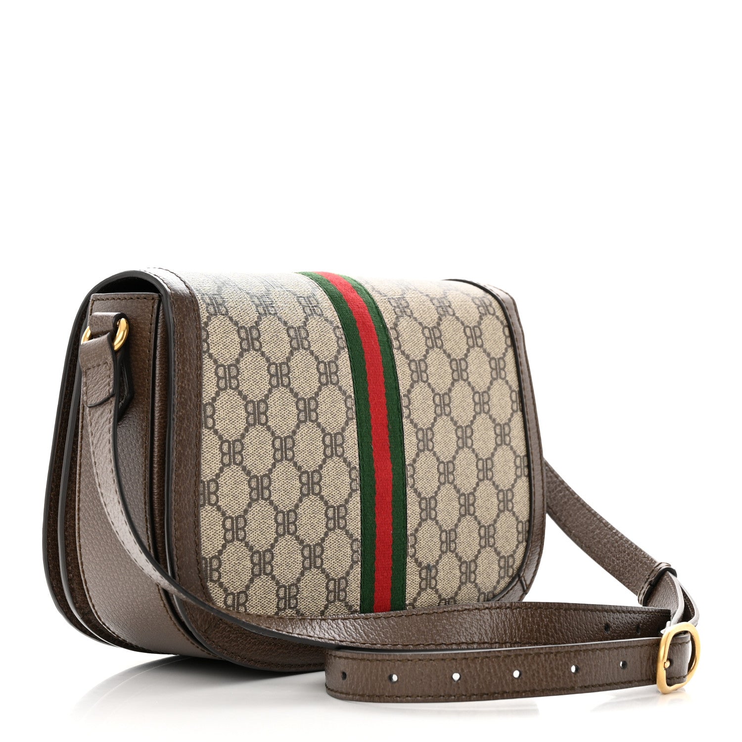 Gucci X BALENCIAGA BB Supreme Monogram Web Small Ophidia Shoulder Bag Beige New Acero 3 of 14