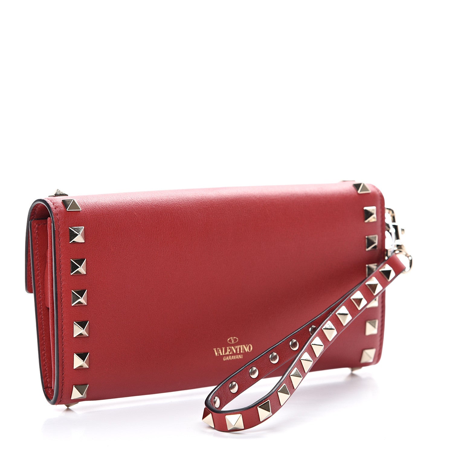Valentino Garavani Vitello Rockstud Wristlet Travel Wallet Rosso Valentino 2 of 8