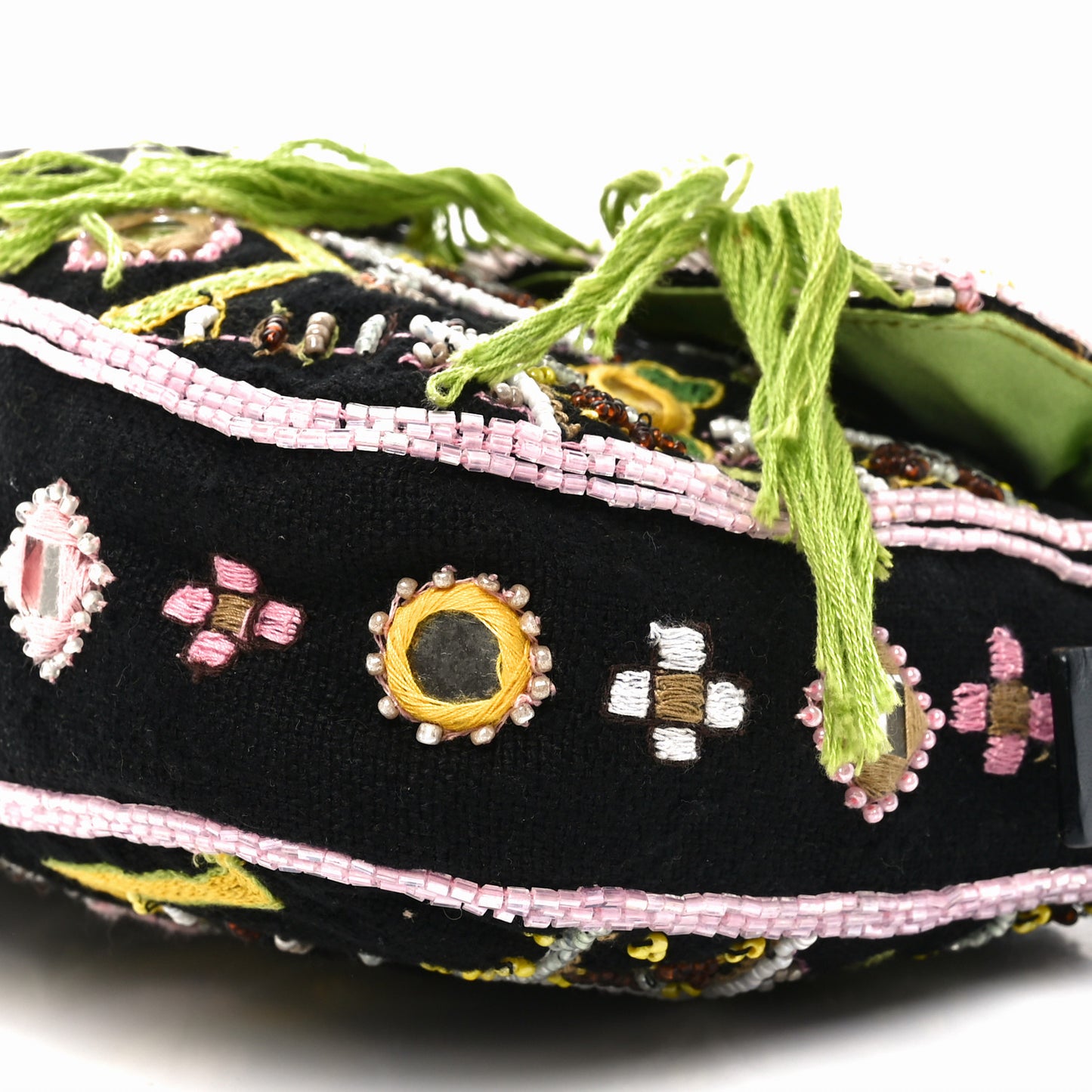 Satin Beaded Baguette Black Multicolor