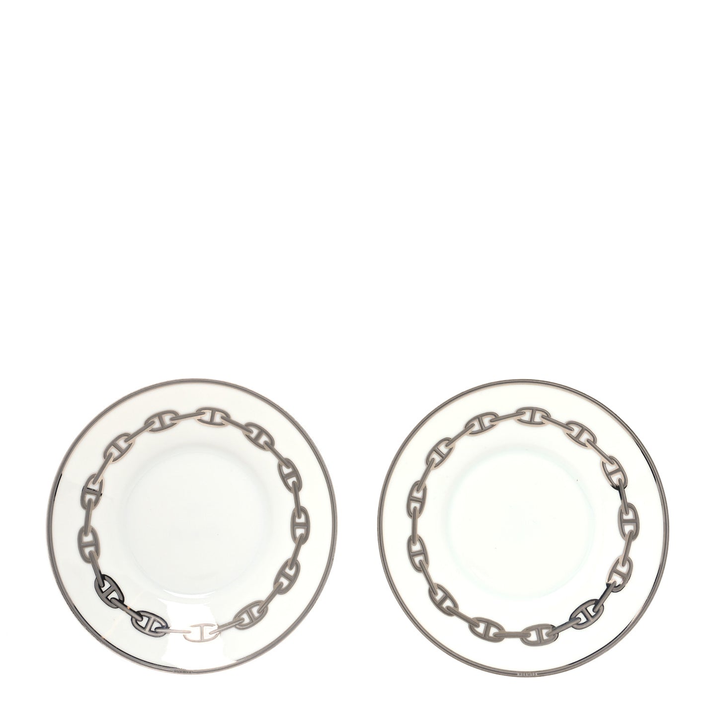Porcelain Platinum Chaine d'Ancre Tea Cup and Saucer Set of 2