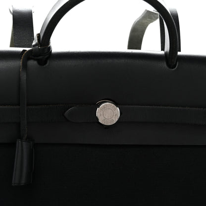 Hermes Toile Vache Calfskin Herbag 30 PM Backpack Black 7 of 10