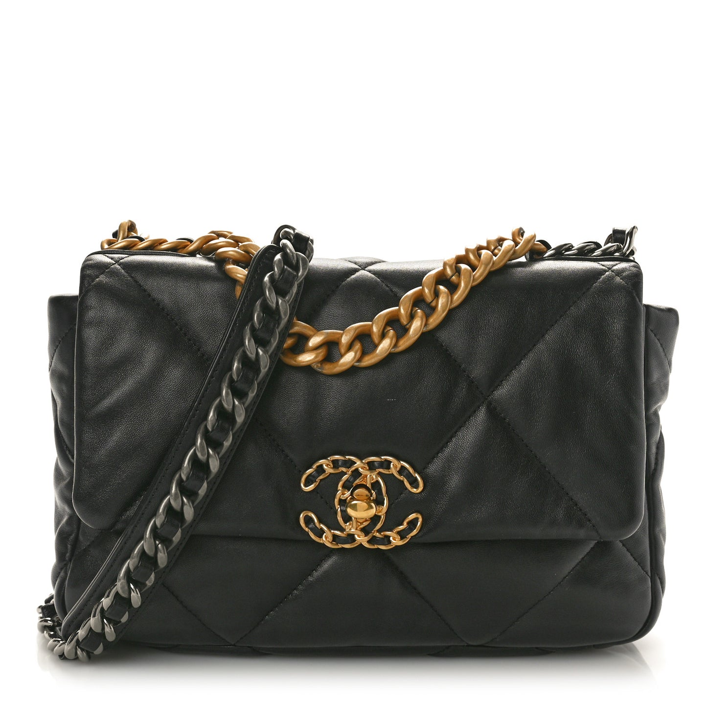 Lambskin Quilted Medium Chanel 19 Flap Black