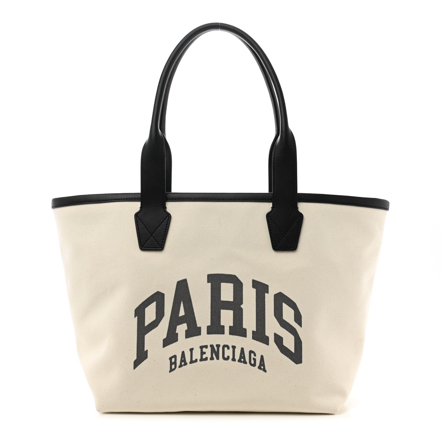 Balenciaga Cotton Canvas Calfskin Cities Paris Jumbo Small Tote Bag White 1 of 10