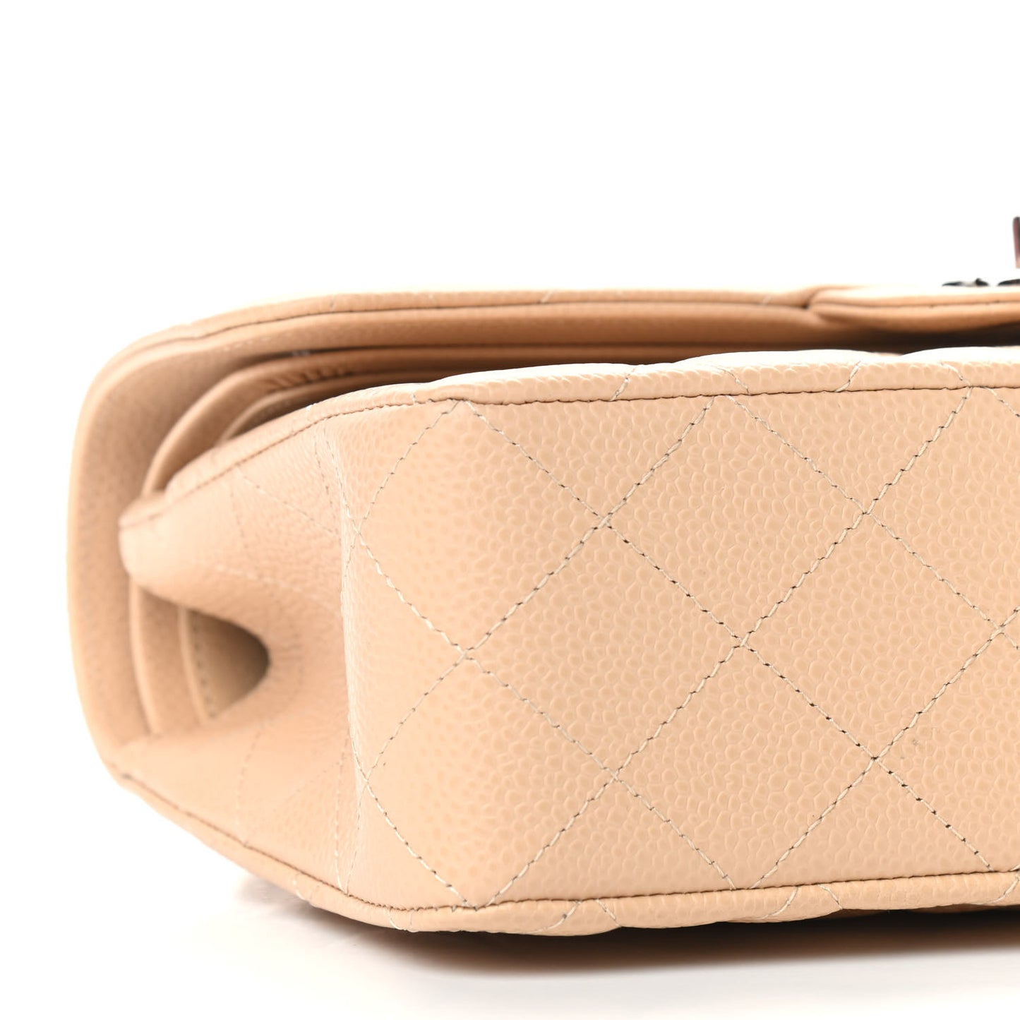 Caviar Quilted Small Double Flap Beige