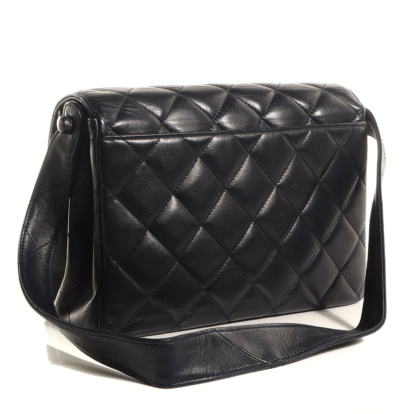 Lambskin Quilted Flap Shoulder Bag Black