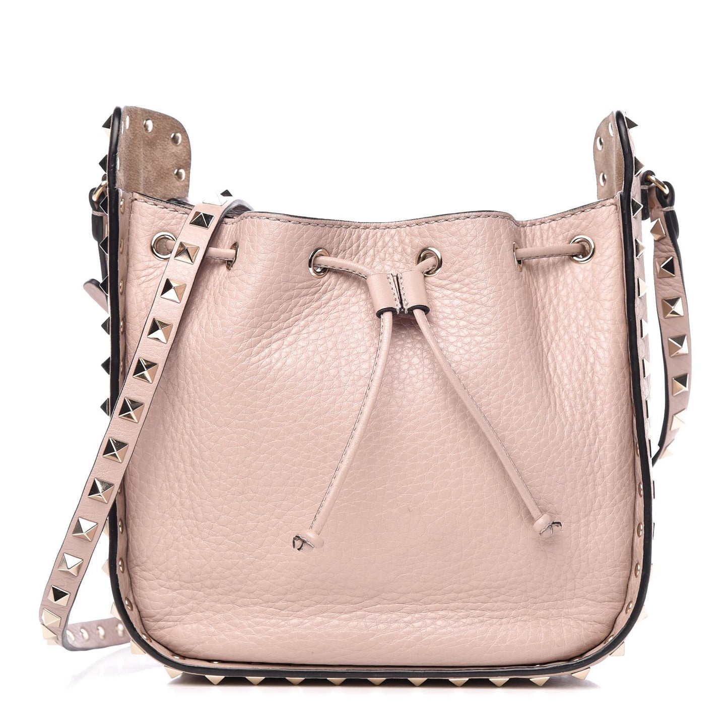 Alce Printed Calfskin Rockstud Bucket Bag Poudre