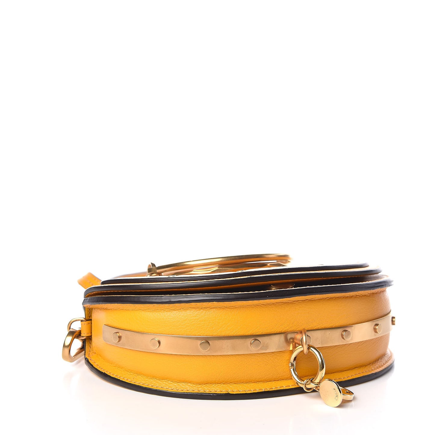 Calfskin Small Nile Bracelet Minaudiere Bag Dark Ochre
