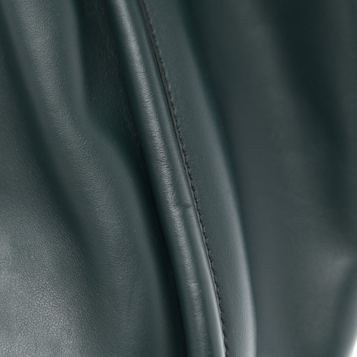 Calfskin Large Ruched Tote Petrol Green