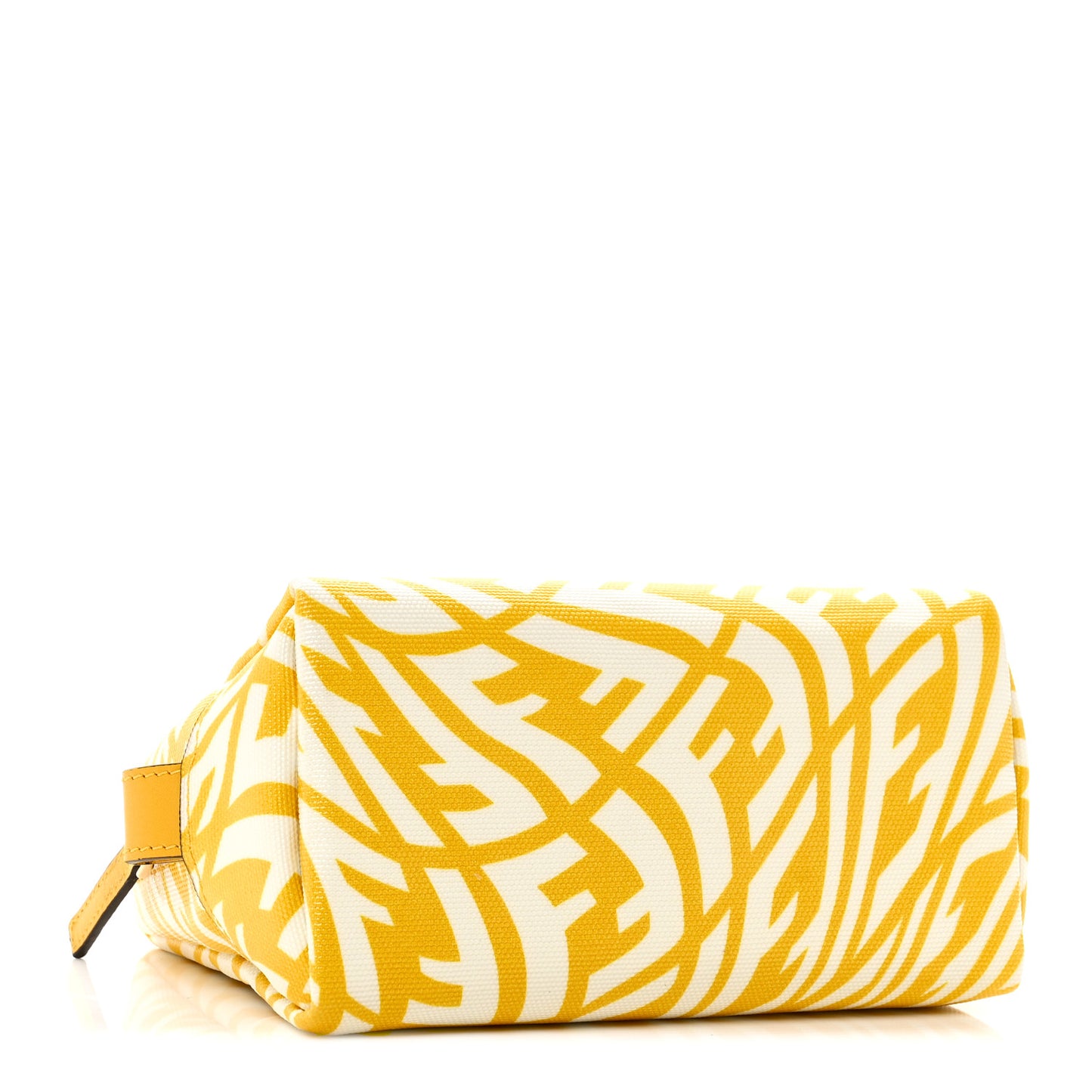X SARAH COLEMAN Glazed Canvas Vitello King FF Vertigo Small Trapezoid Beauty Pouch Mimosa White