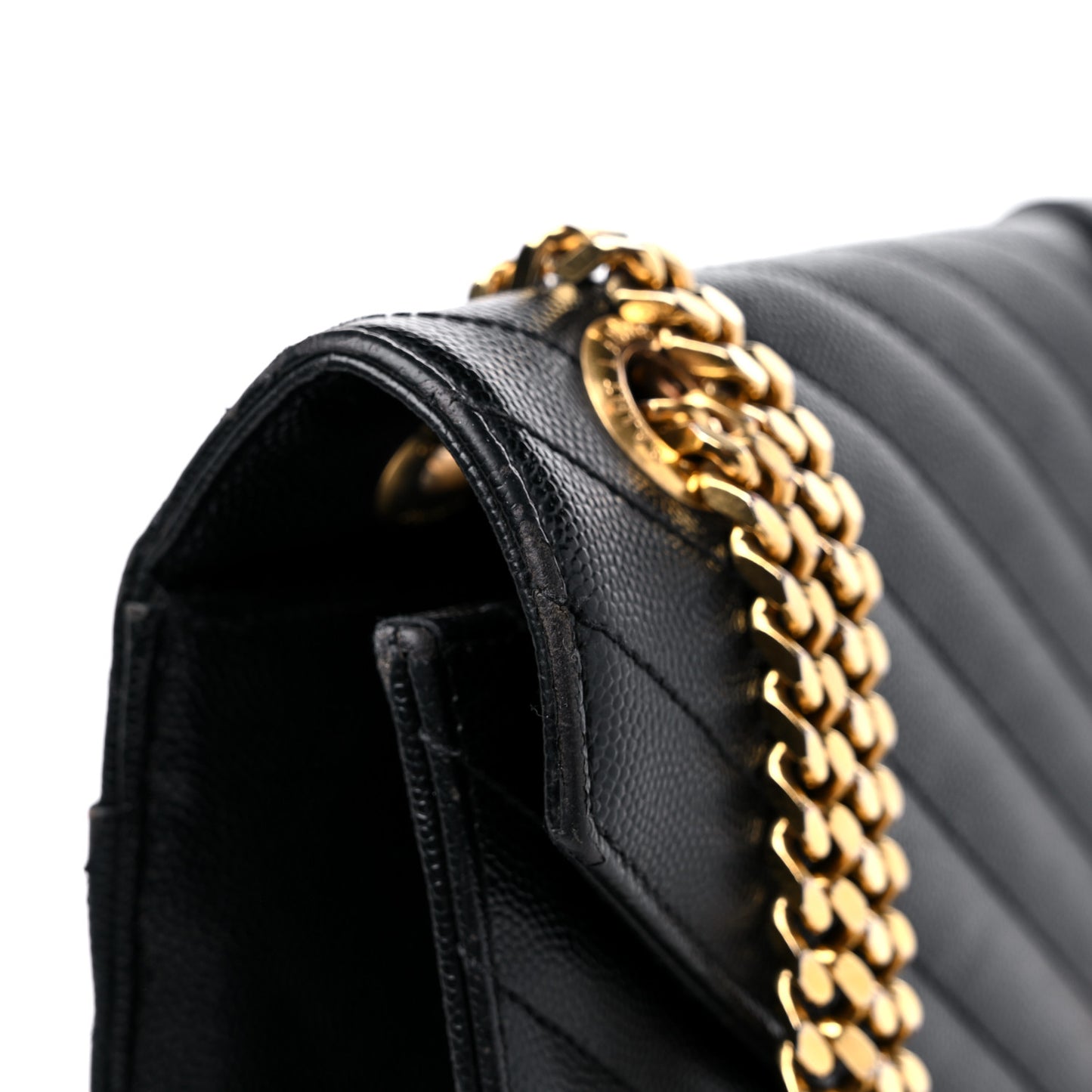 Grain De Poudre Matelasse Chevron Large Monogram Satchel Black