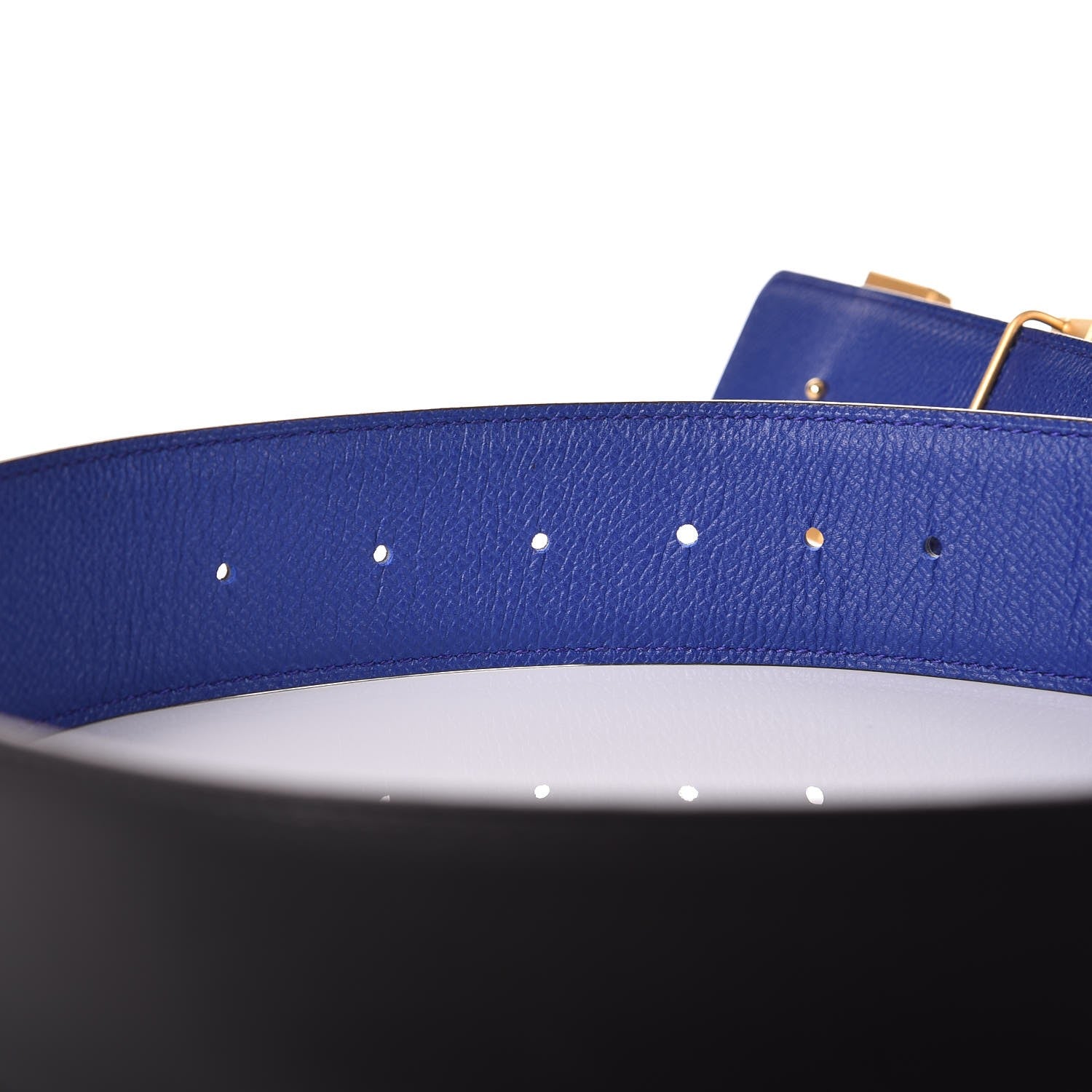 Hermes Chamonix Epsom 42mm Constance H Belt 85 Black Bleu Electrique 7 of 14