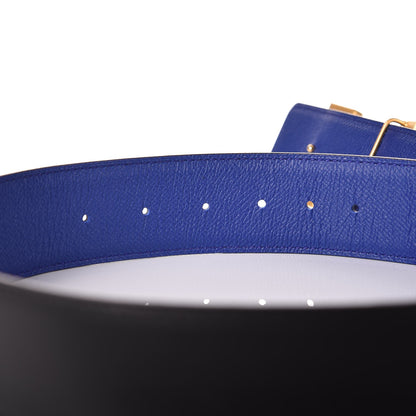Hermes Chamonix Epsom 42mm Constance H Belt 85 Black Bleu Electrique 7 of 14