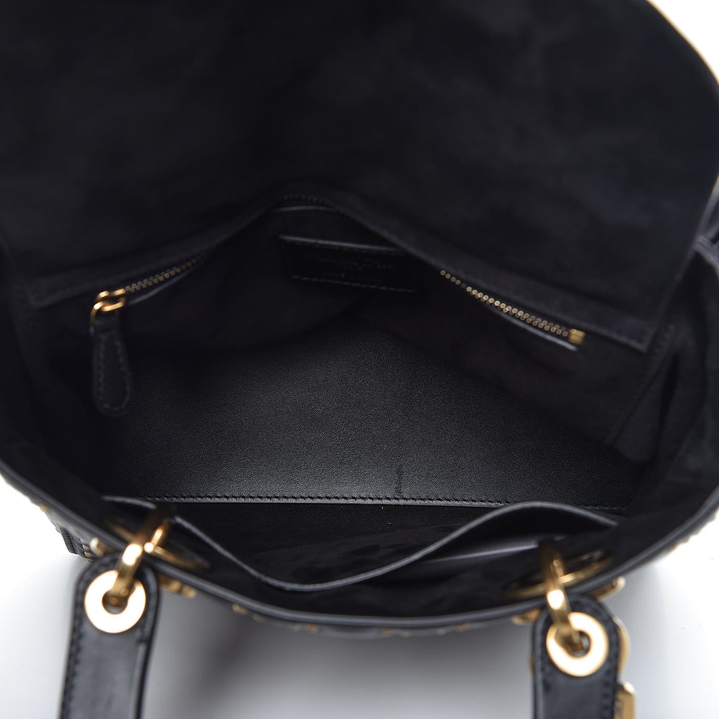 Calfskin Cannage Studded Medium Supple Lady Dior Black