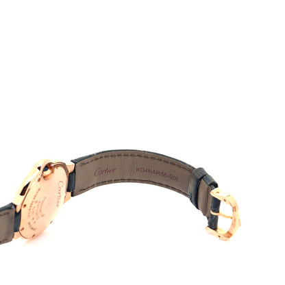 Cartier 18K Pink Gold Alligator 33mm Ballon Bleu De Cartier Automatic Watch Green 7 of 11