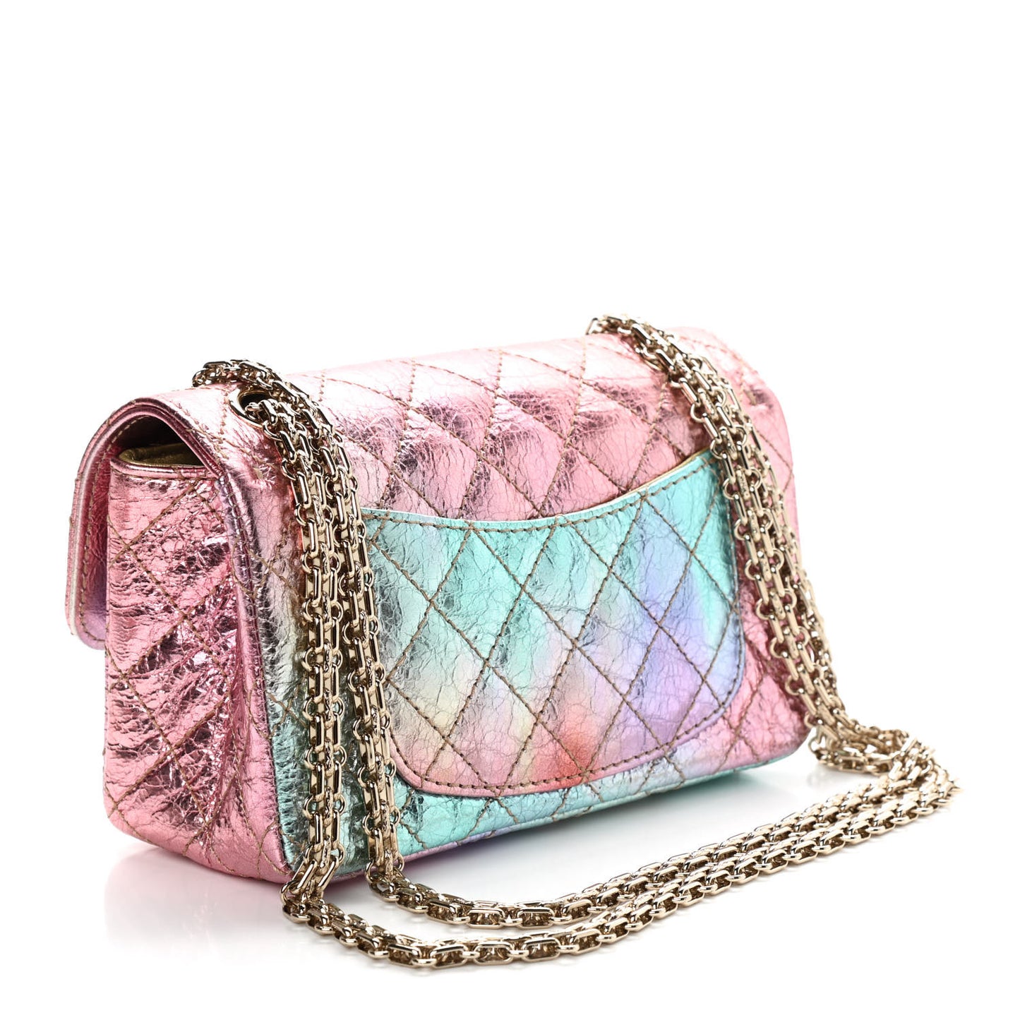 Metallic Goatskin Quilted Mini 2.55 Reissue Flap Multicolor