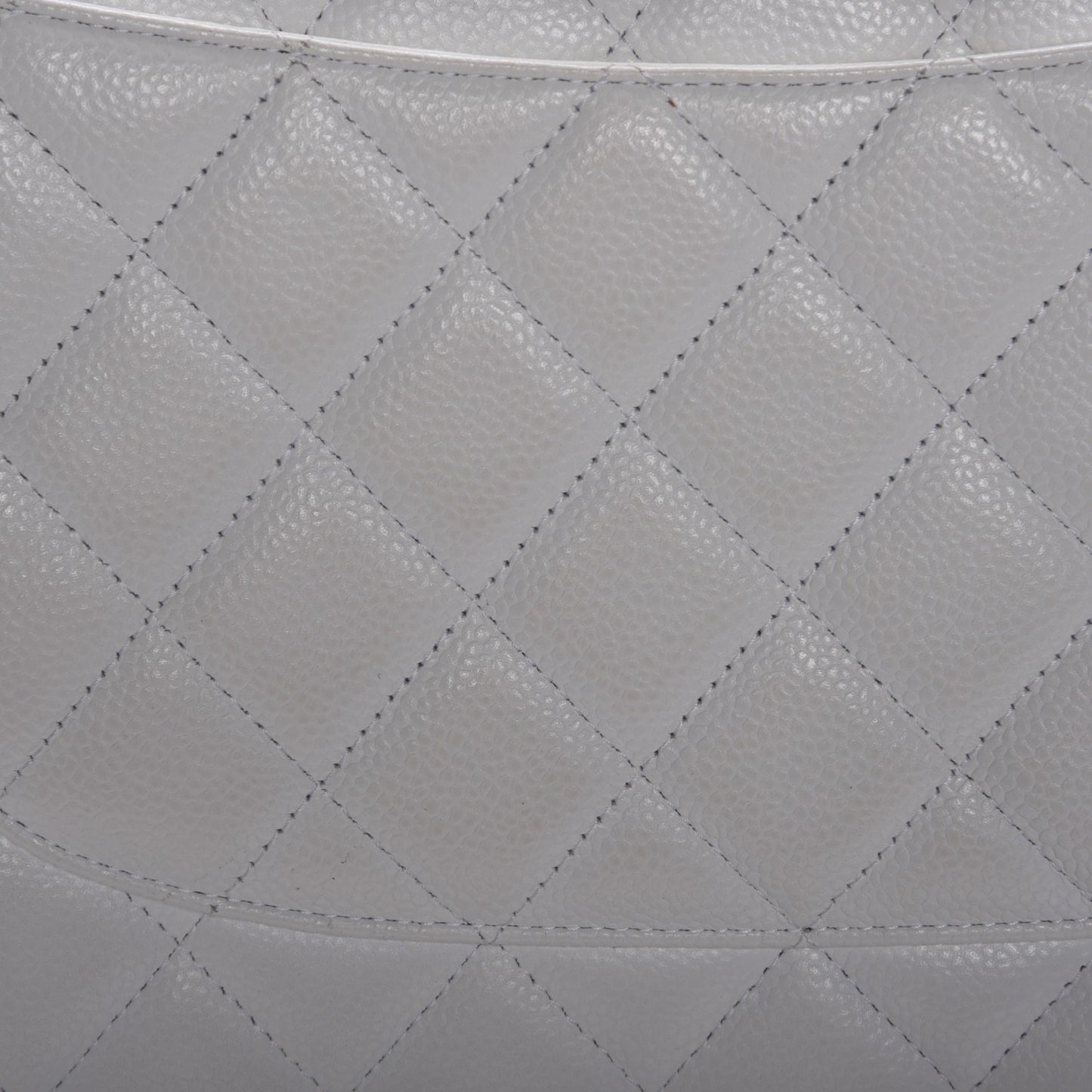 Caviar Quilted Jumbo Double Flap White