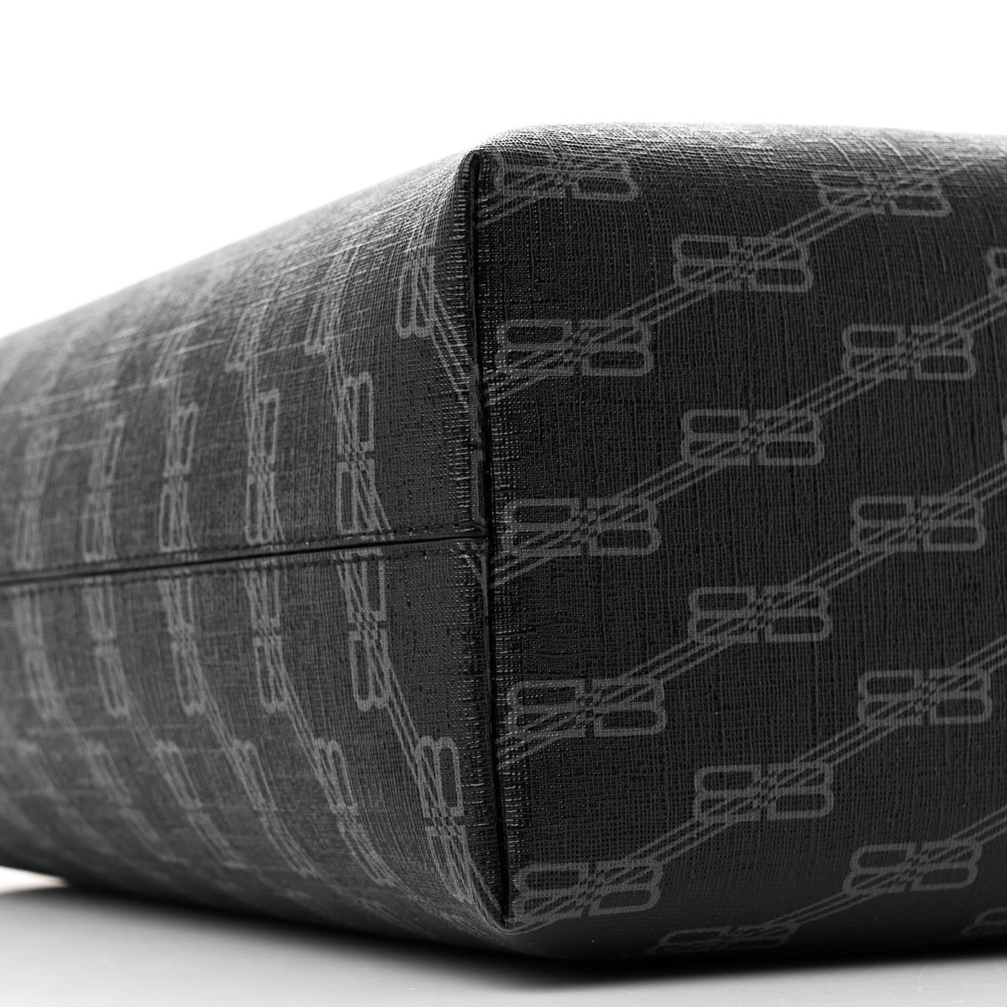 Coated Canvas BB Monogram Medium Signature East West Shopper Bag Black Grey