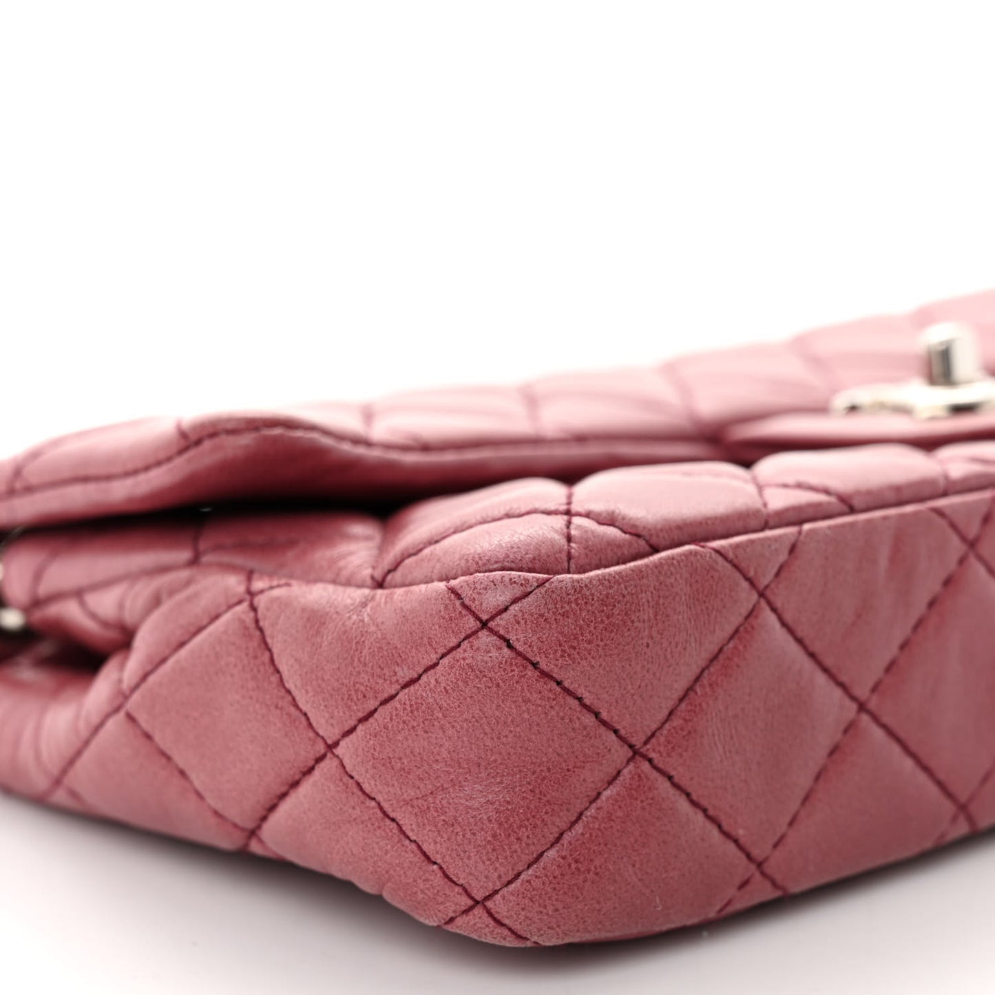 Lambskin Quilted East West Flap Dark Red