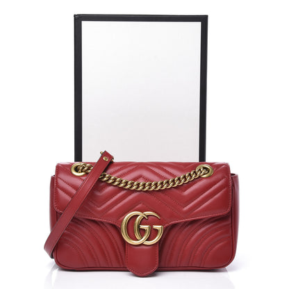 Gucci Calfskin Matelasse Small GG Marmont Shoulder Bag Hibiscus Red 11 of 11