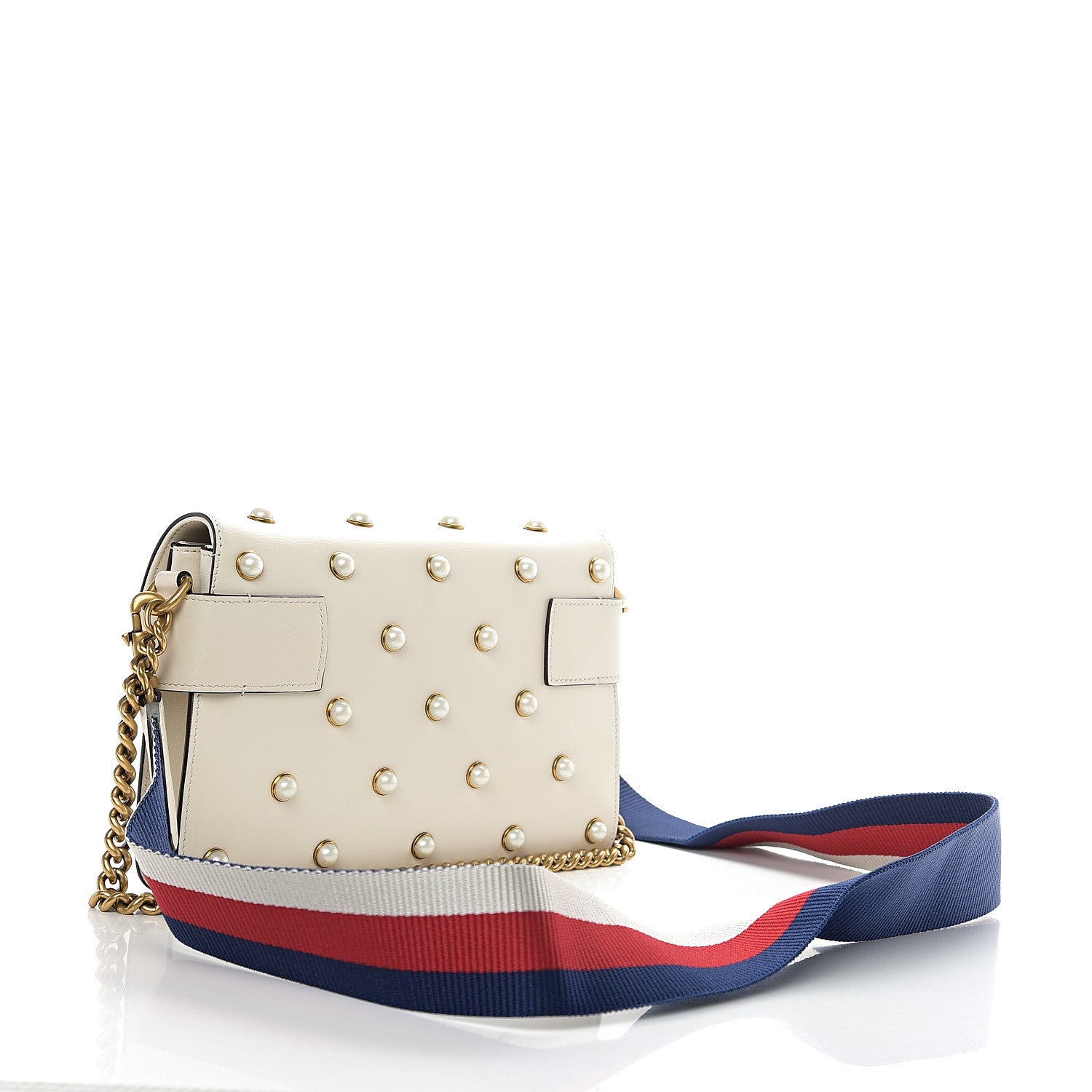 Gucci Nappa Pearl Studded Mini Queen Margaret Broadway Shoulder Bag Mystic White 2 of 9