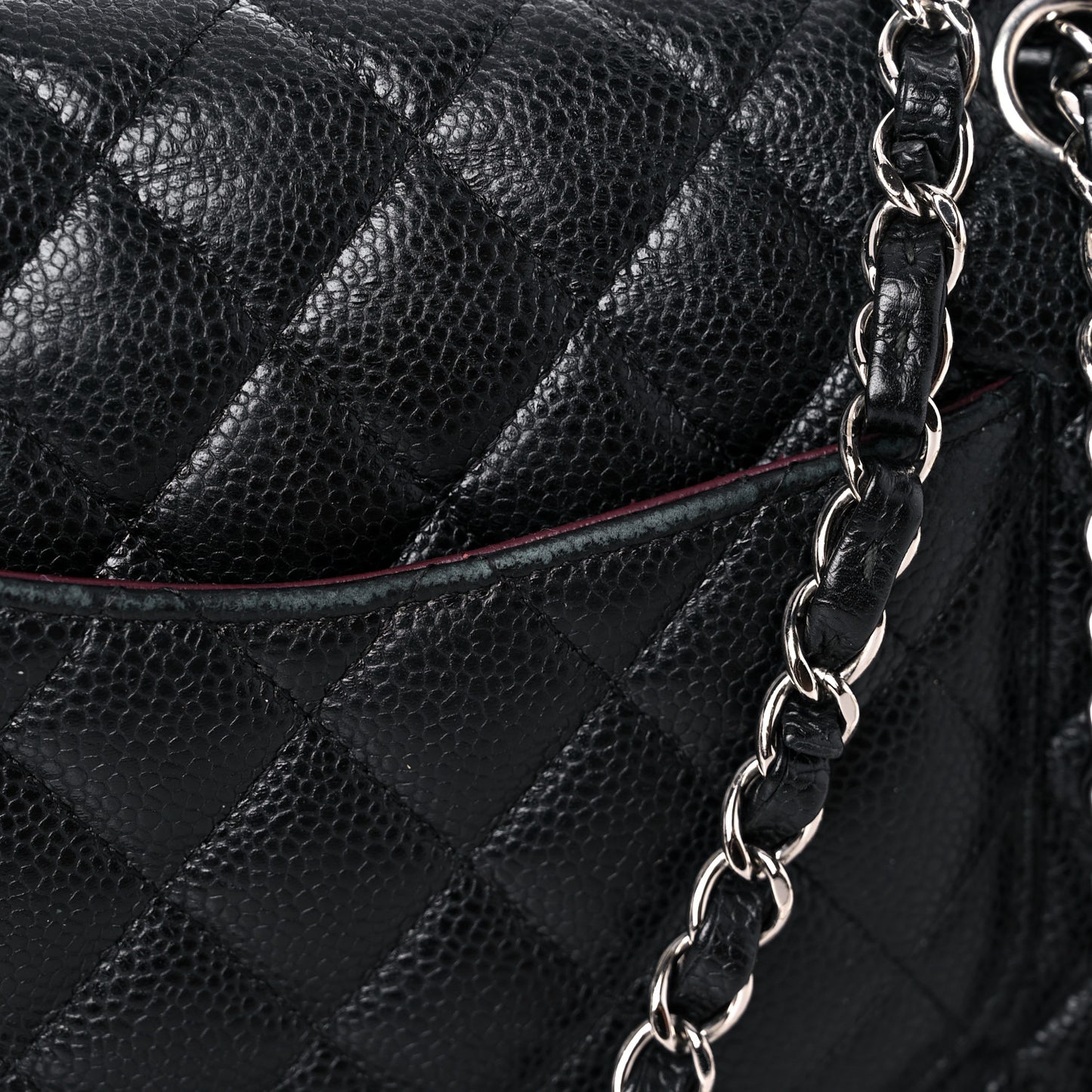Caviar Quilted Medium Double Flap Black