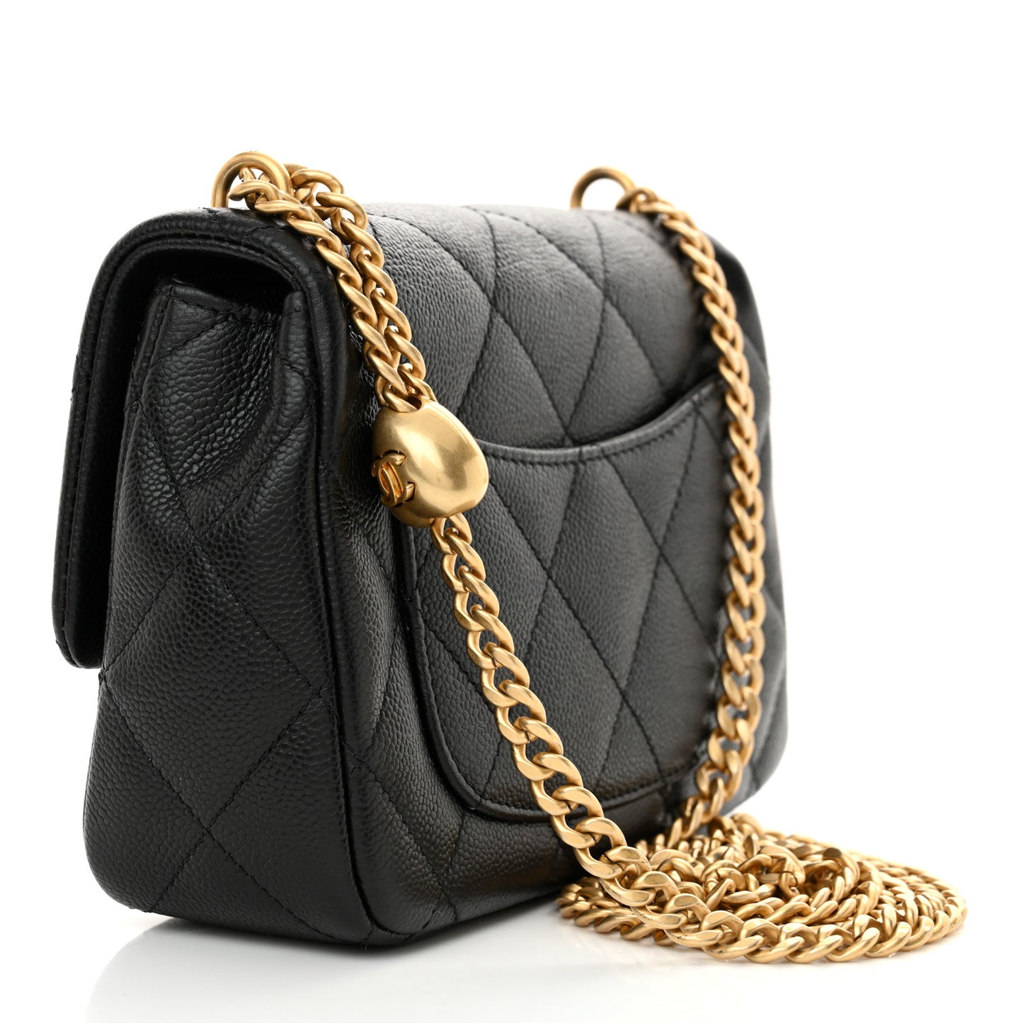Caviar Quilted Mini Sweetheart Flap Black