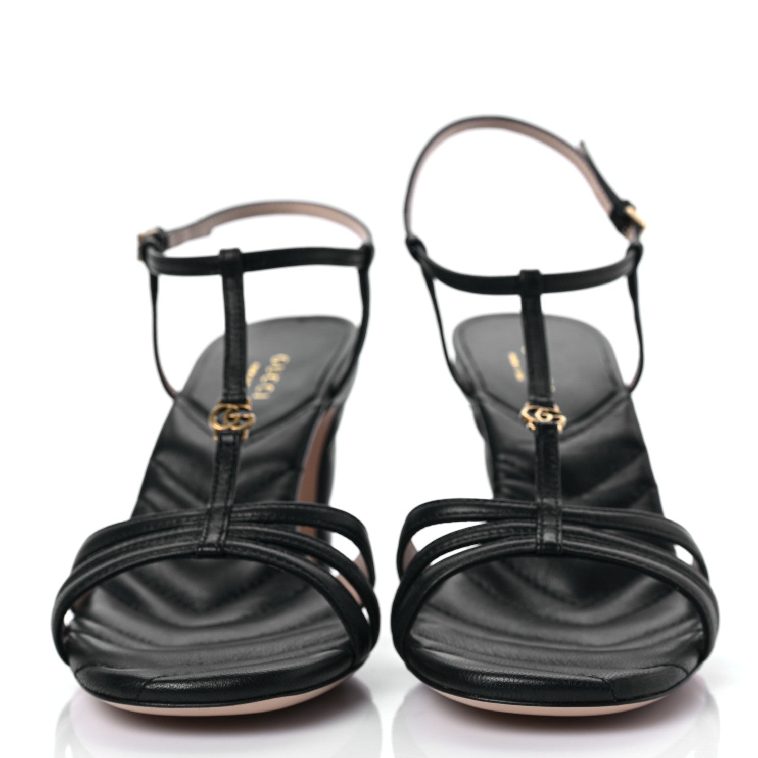 Gucci Nappa Matelasse T-Strap 40mm Sandals 37 Black 2 of 8