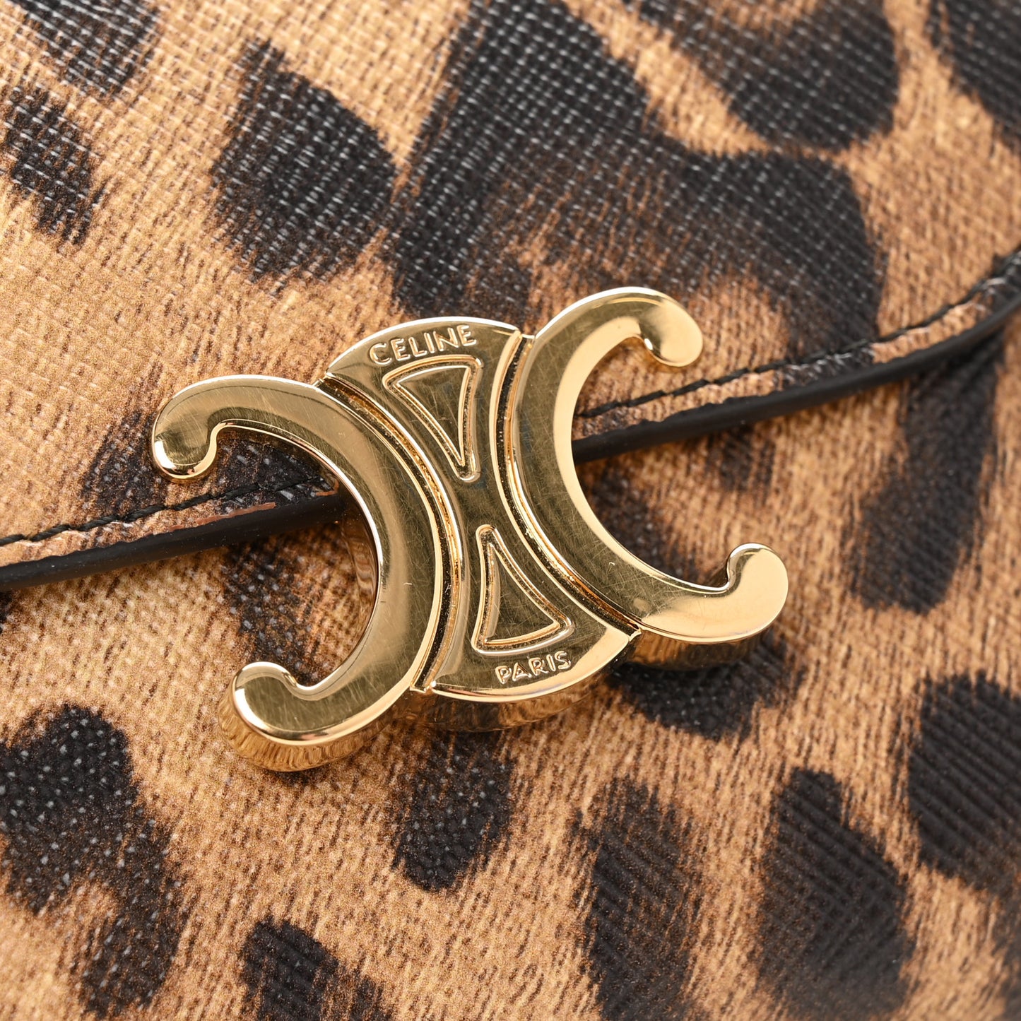 Canvas Leopard Small Triomphe Wallet Tan