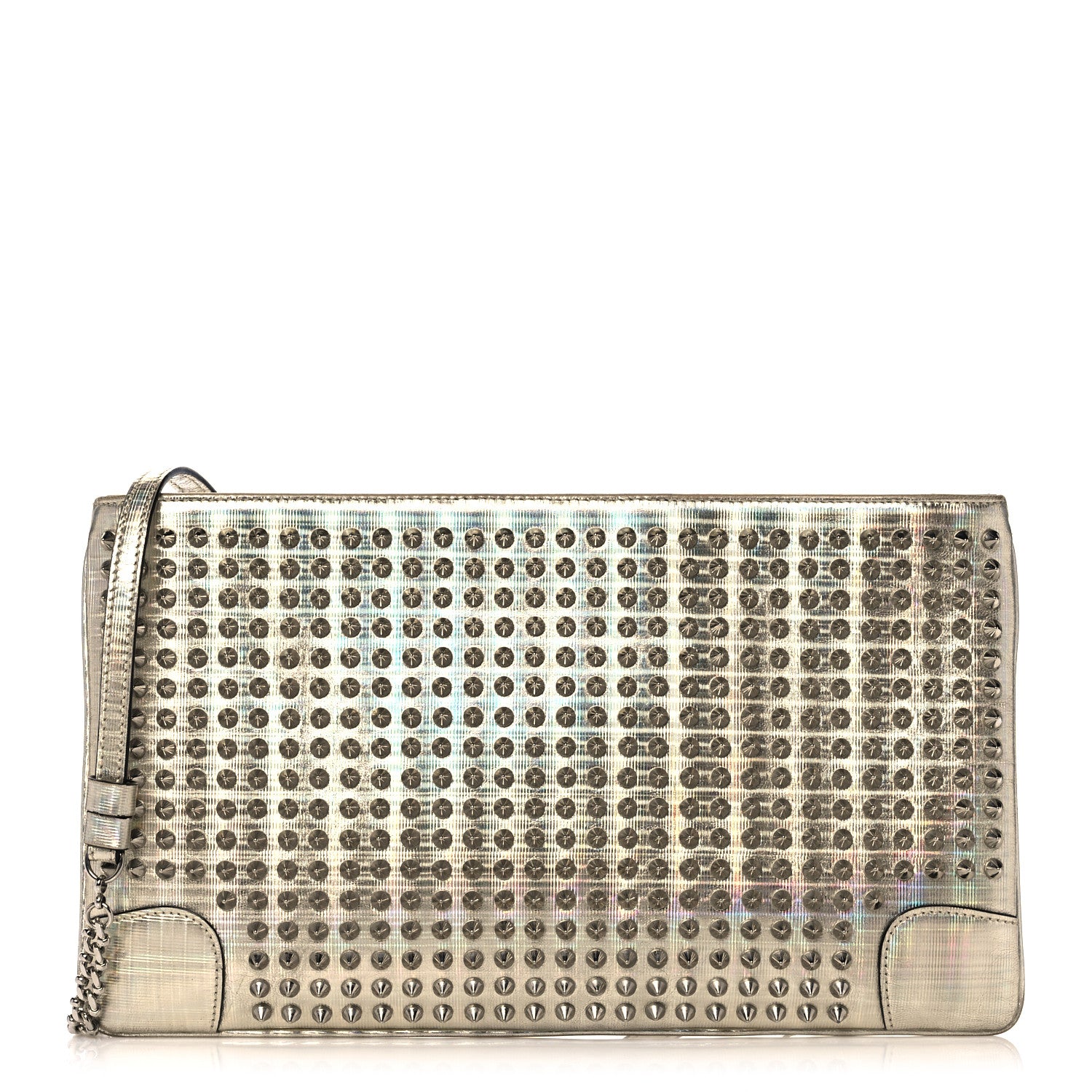Christian Louboutin Metallic Specchio Spikes Loubiposh Chain Clutch Gold 1 of 13