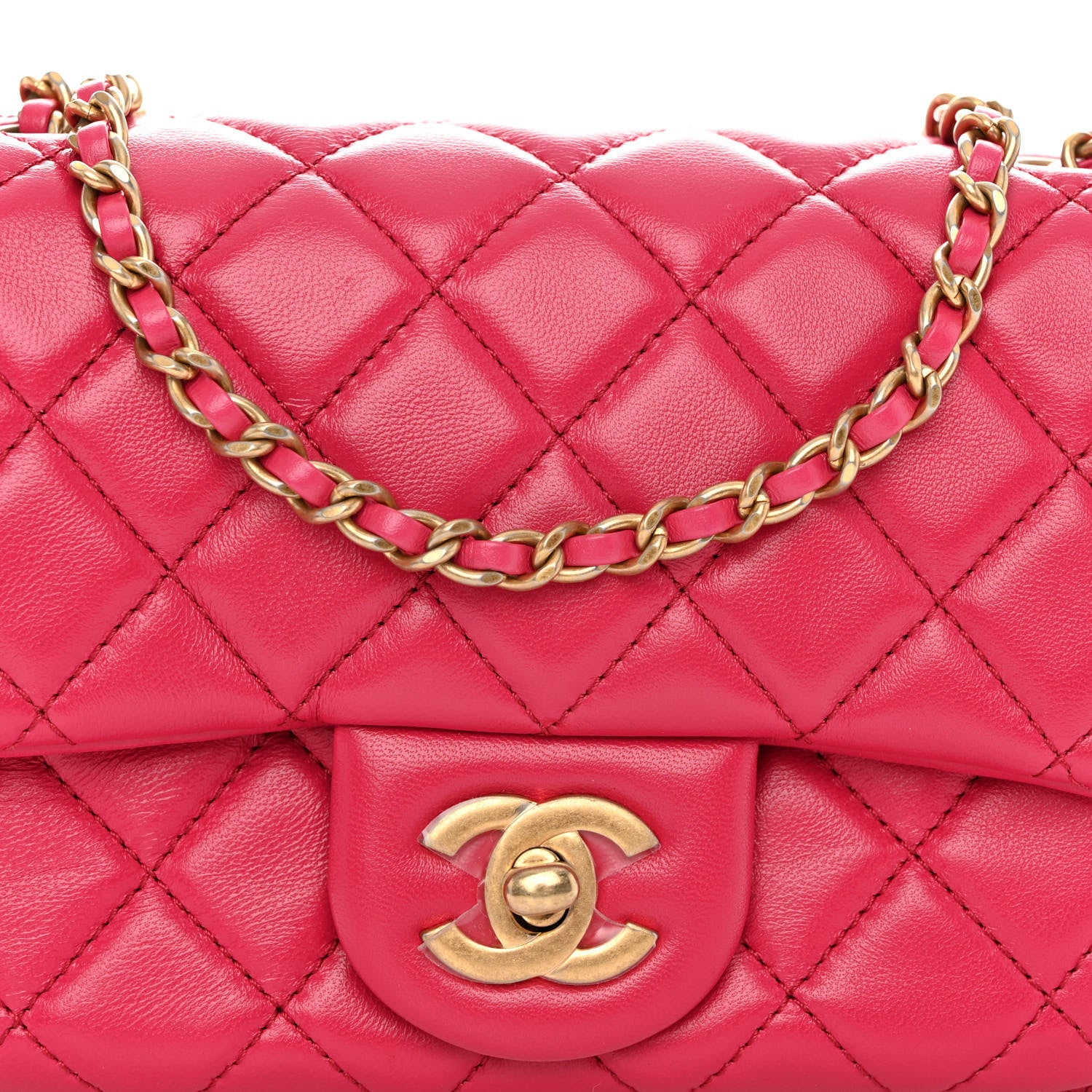 Chanel Lambskin Quilted Mini Pearl Crush Flap Fuchsia 8 of 10