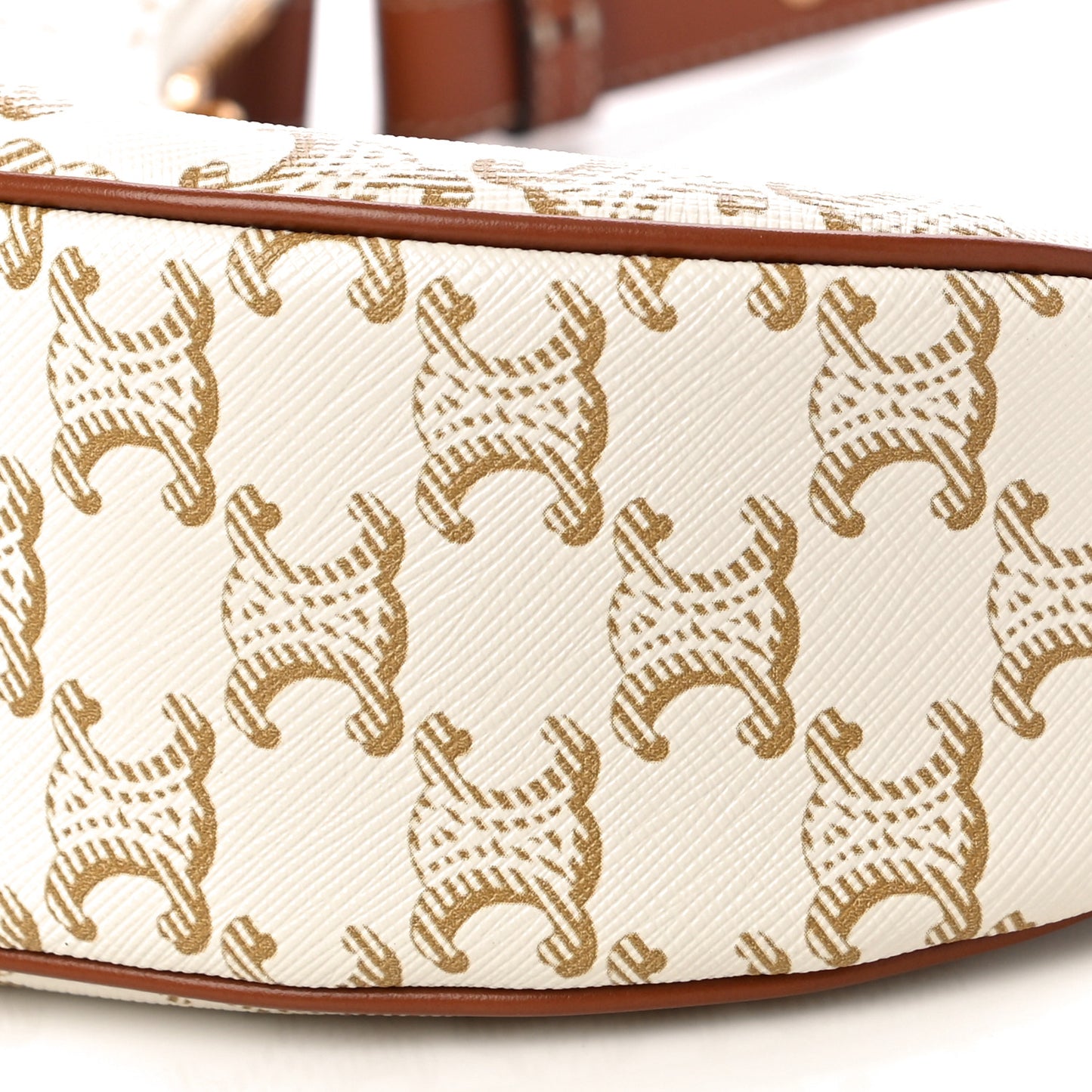 Canvas Calfskin Ava Triomphe Shoulder Bag White